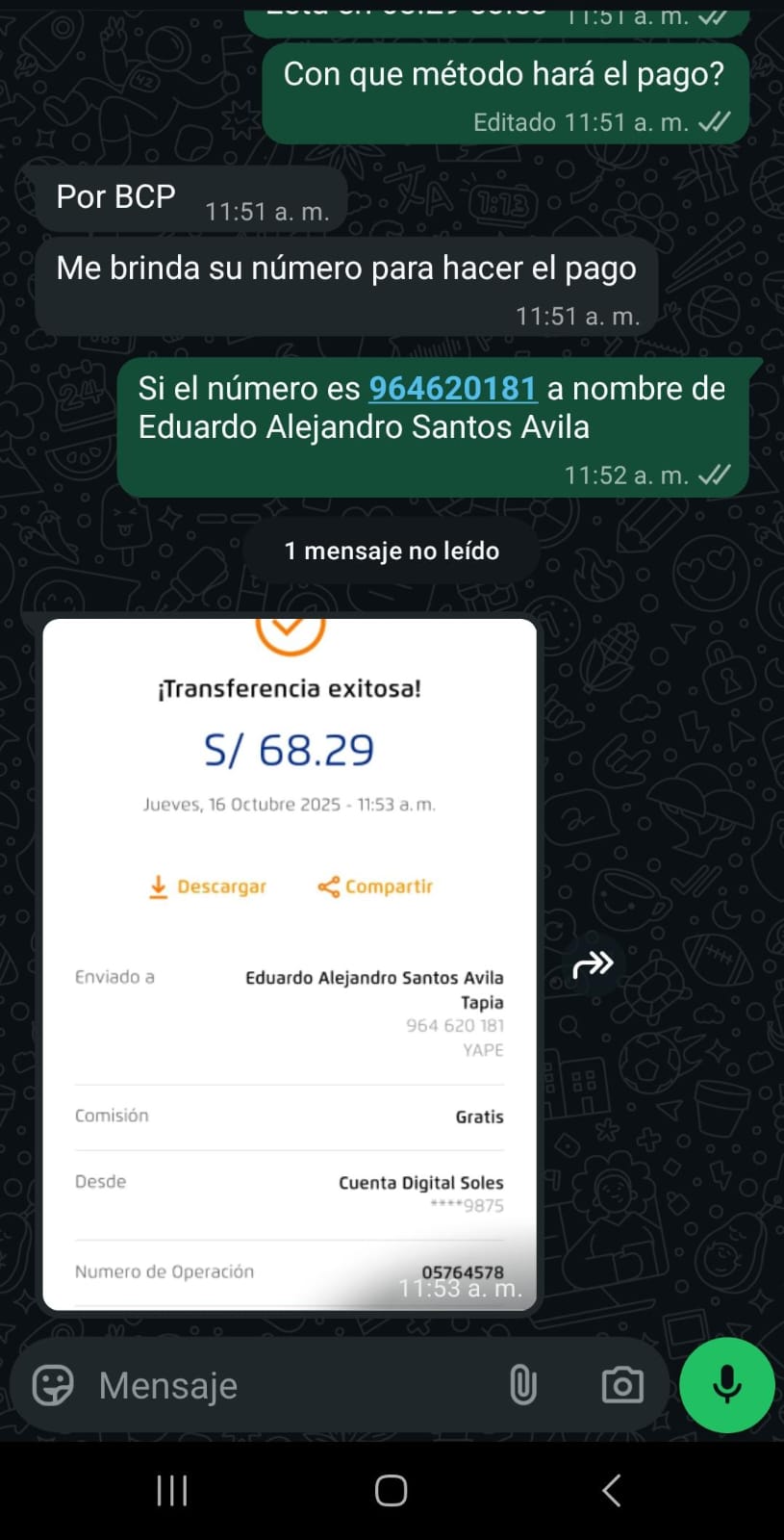 Referencia de pago de Plan Profesional por Transferencia BCP